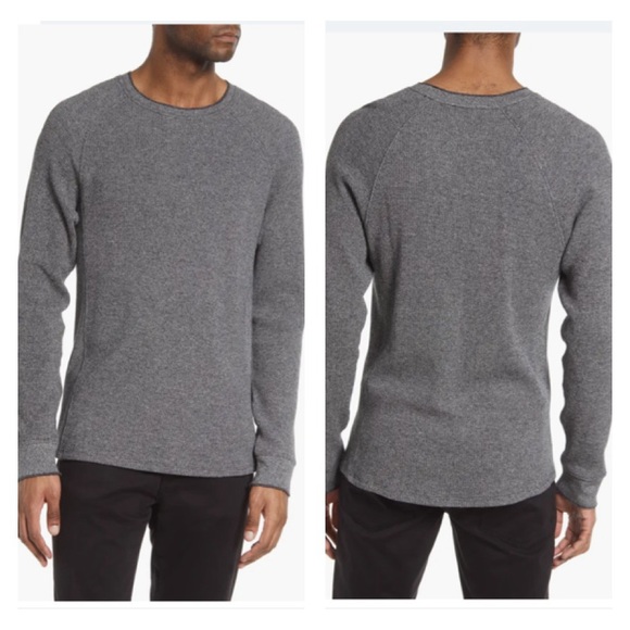 VINCE MOULINE THERMAL CREW NECK SHIRT IN OFF WHITE/BLACK MÉLANGE